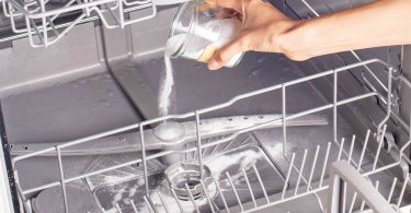 Photo of a person cleaning a dishwasher